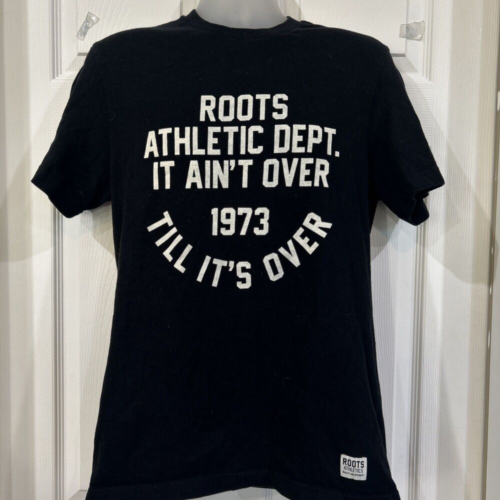 Roots Canada 1972 Cotton Black T Shirt Men's M It Ain't Over Till It's Over